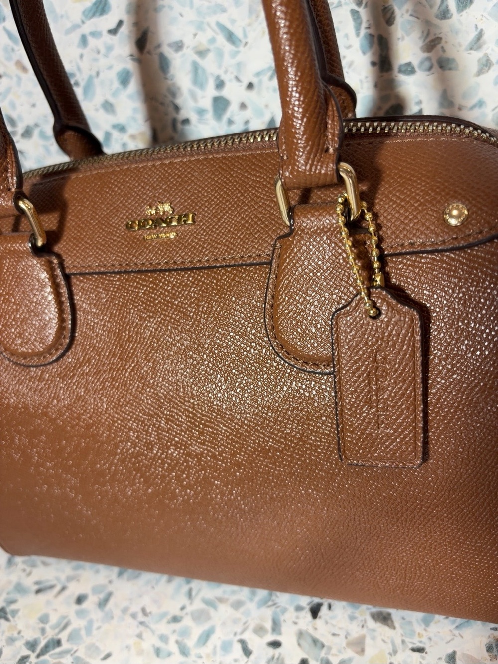 Coach F32202 Mini Bennett Satchel Saddle Brown Crossgrain Leather Bag Hangtag - Picture 2 of 7